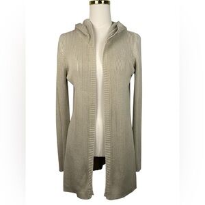 Free People Soft 100% Cotton Ribbed Cardigan Hooded Sand Color Size Large